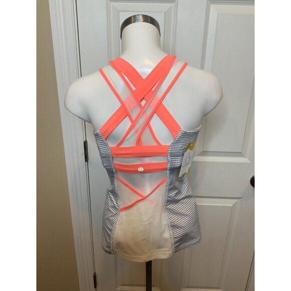 Lululemon Ready Set Sweat White Black Polka Dot Open Back Tank Top, Size 4 - Picture 4 of 6